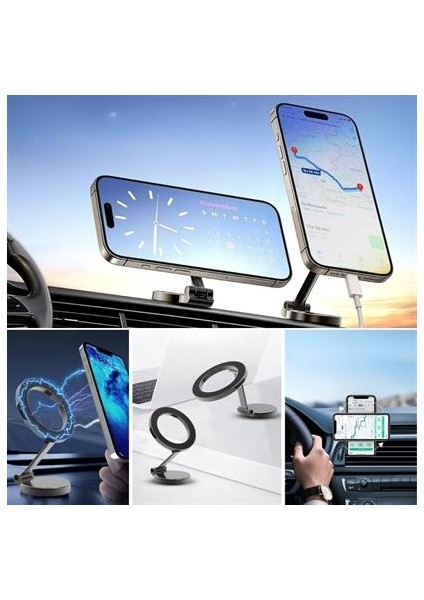 Sanec Tüm Telefonlarla Uyumlu Manyetik Araç Telefonu Tutacağı Katlanır 360 Derece Dönen Telefon Standı fırsatları