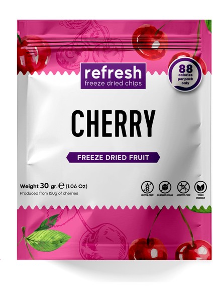 Refresh Chips Freeze Dried Vişne - Dondurularak Kurutulmuş Meyve - Freeze Dry Meyve Kurusu 30gr