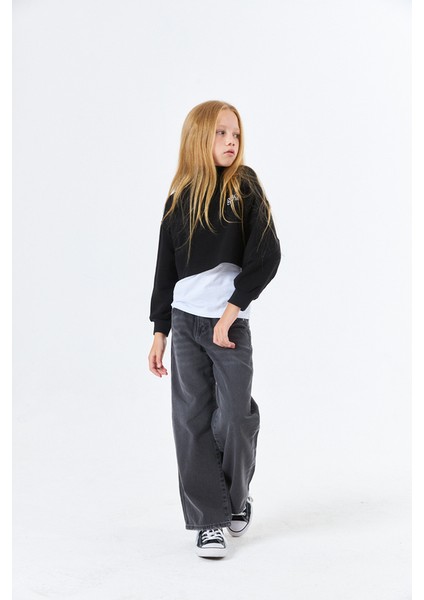 SGK-1358 Kids Kız Dik Yaka Okul Sweatshırt