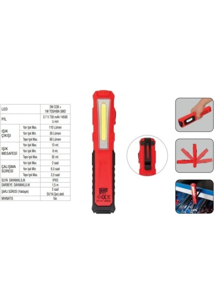 100 x 33 G6851 Mini Mıknatıslı LED Lamba Twill E10 Kablosuz -Şarj Edilebilir fiyatları