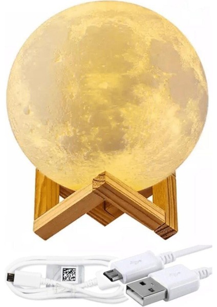 G4 12 Farklı Renk Değiştiren Kablolu Dekoratif Dolunay Ay Küre Gece Masa Lambası Akrilik Kablolu Ço