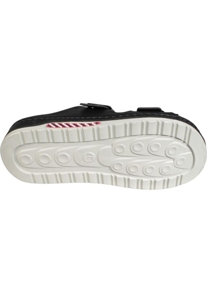 Yazkış Erkek Siyah Cilt Cift Bantlı Tokalı Comfort Rahat Taban Terlik fırsatları