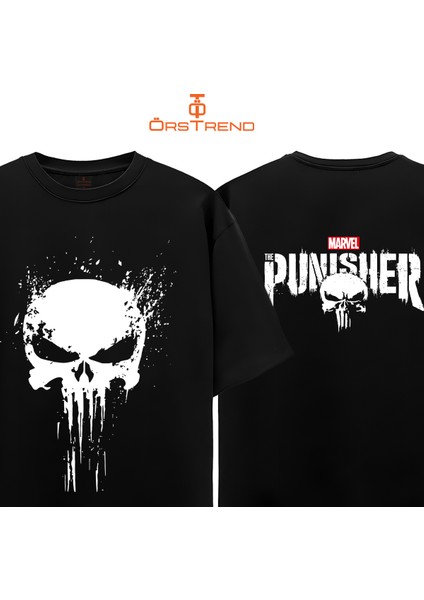 Punisher Baskılı Oversize Tişört