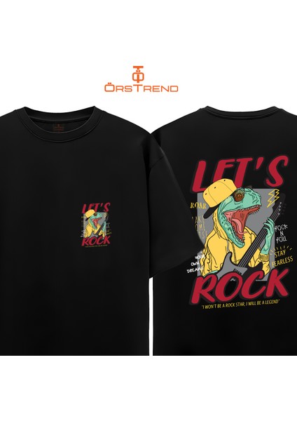 Lets Rock Baskılı Unisex Oversize Tişört