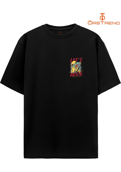 Lets Rock Baskılı Unisex Oversize Tişört fiyatları