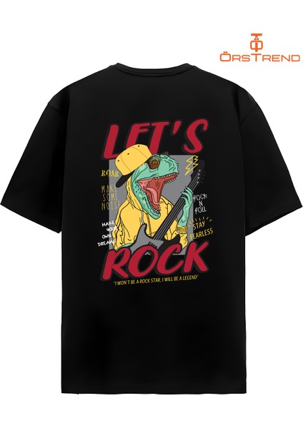 Lets Rock Baskılı Unisex Oversize Tişört modelleri