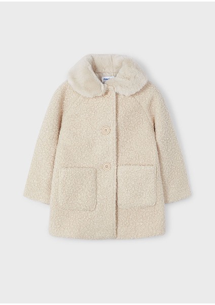 4487 Kız Çocuk Bej Kürklü Mont modelleri