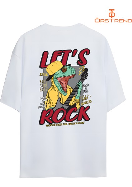 Lets Rock Baskılı Unisex Oversize Tişört modelleri