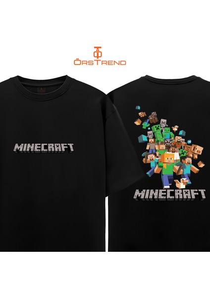 Minecraft Baskılı Oversize Tişört