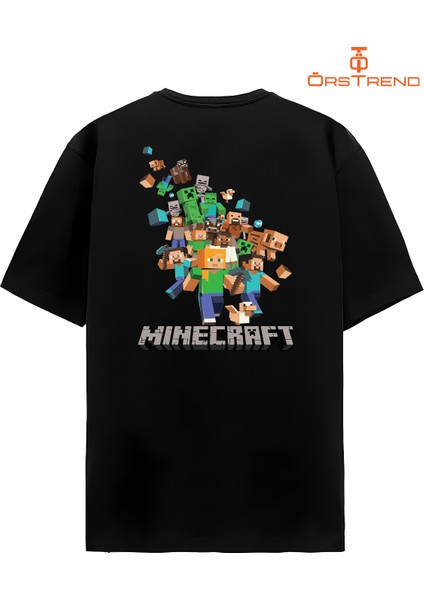 Minecraft Baskılı Oversize Tişört modelleri