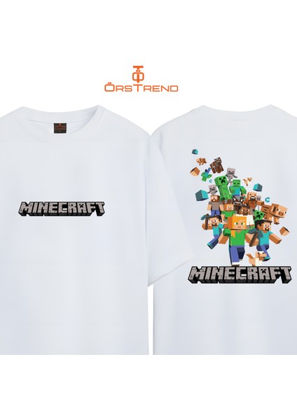 Minecraft Baskılı Oversize Tişört
