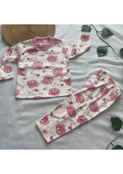 Kız Çocuk 3 Yaş Ayı Desenli Kız Cocuk Pijama Takımı