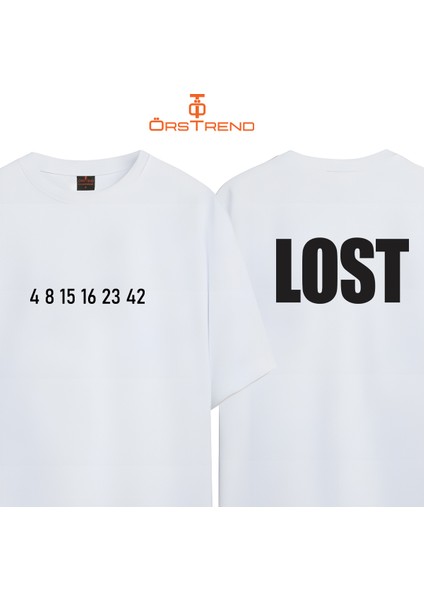 Lost Gizemli Sayılar Baskılı Oversize Tişört