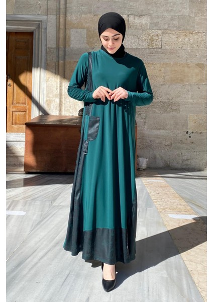 Amine Deri Detaylı Elbise Mint Yeşil modelleri