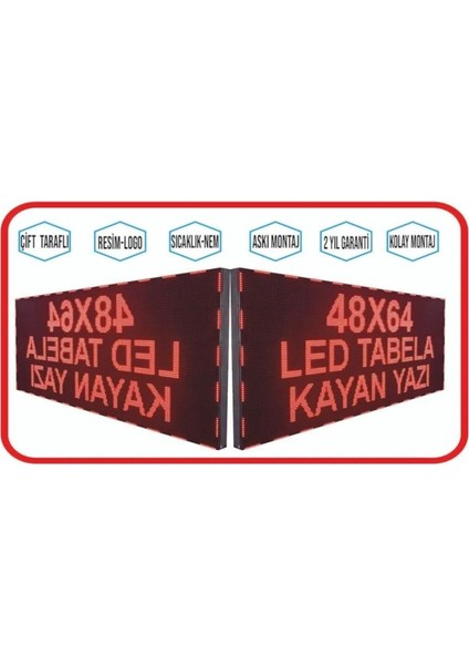 Sanec LED Tabela 48X64CM Çift Taraflı Kırmızı Kayan Yazı-Wifi