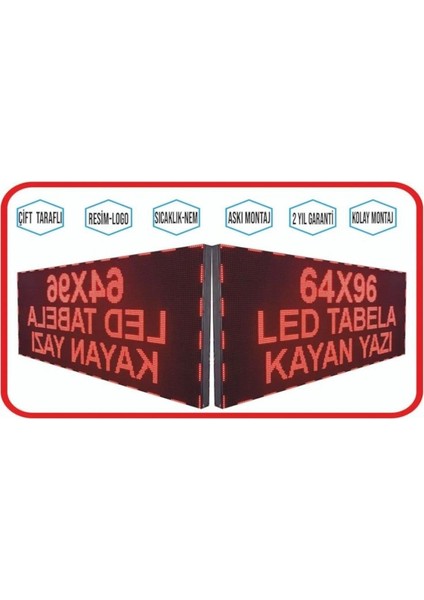 Sanec LED Tabela 64X96CM Çift Taraflı Kırmızı Kayan Yazı-Wifi