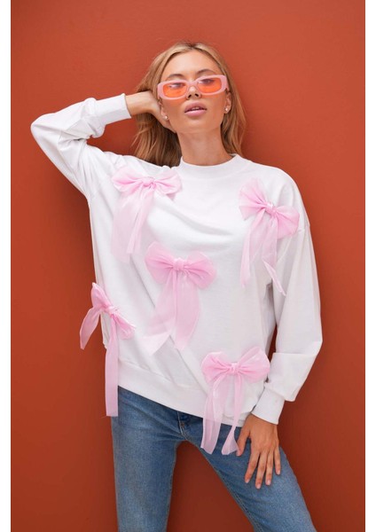 Pembe Fiyonklu Yeni Sezon Basic Sweatshırt