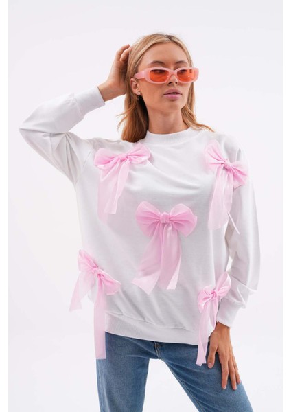 Pembe Fiyonklu Yeni Sezon Basic Sweatshırt