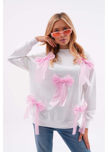 Pembe Fiyonklu Yeni Sezon Basic Sweatshırt