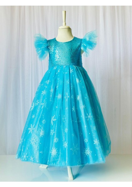 Gala Boydan Uzun Elsa Kız Çocuk Elbise