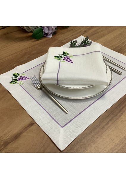 Oya Home Kaneviçe Aplikeli Amerıkan Servis & Peçete Set- 12 Parça