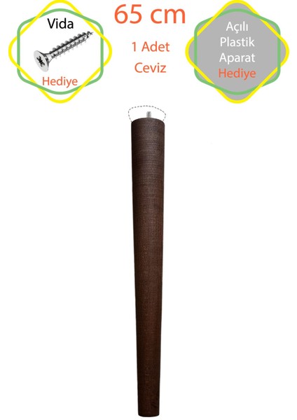 Ham 4 Adet Lüks 65 cm Konik Ahşap Masa Ayağı Çap: 4,2 cm Hobi Dıy (Vida ve Aparatlarıyla Birlikte) modelleri