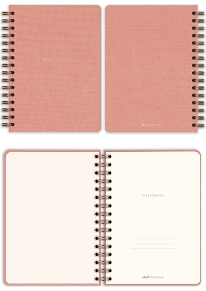 A5 15X21 cm Spiralli Keten Not Defteri Pembe