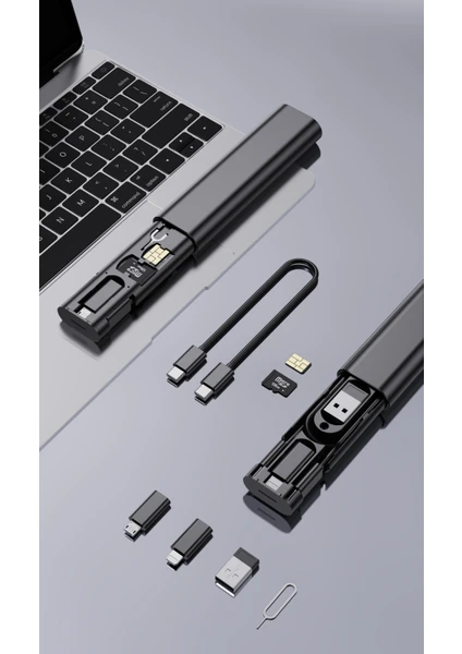 Seyahat Kiti, 7 In 1 Çok Işlevli Type-C, Usb, Micro Lighting Port, Iphone, Android, Pc Çevirici