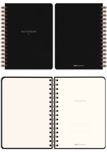 Matt Notebook A5 15X21 cm Spiralli Keten Not Defteri Siyah