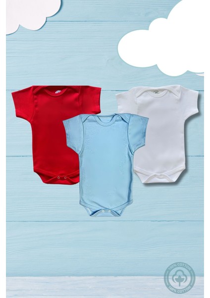 Kısa Kollu 3'lü Organik Pamuk Çıtçıtlı Bebek Body&zıbın