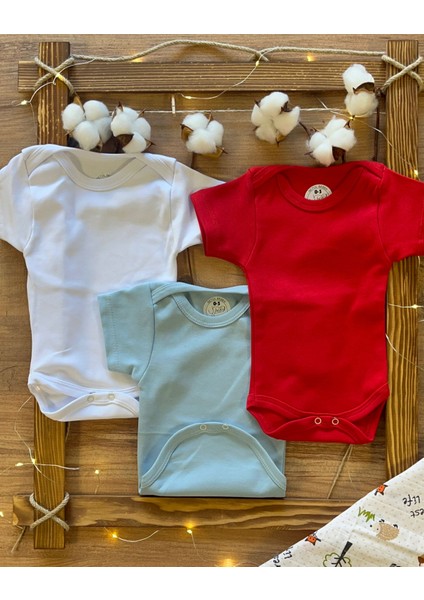 Kısa Kollu 3'lü Organik Pamuk Çıtçıtlı Bebek Body&zıbın modelleri
