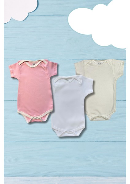 Kısa Kollu 3'lü Organik Pamuk Çıtçıtlı Bebek Body&zıbın