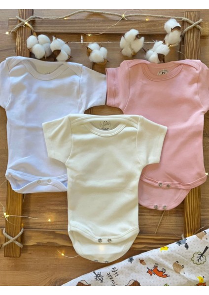 Kısa Kollu 3'lü Organik Pamuk Çıtçıtlı Bebek Body&zıbın modelleri