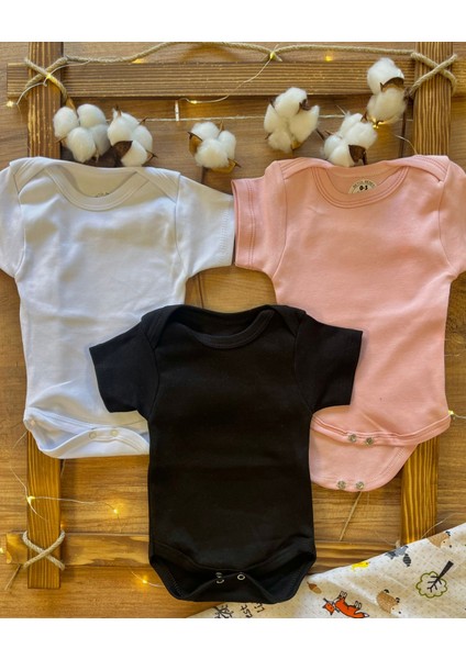 Kısa Kollu 3'lü Organik Pamuk Çıtçıtlı Bebek Body&zıbın modelleri