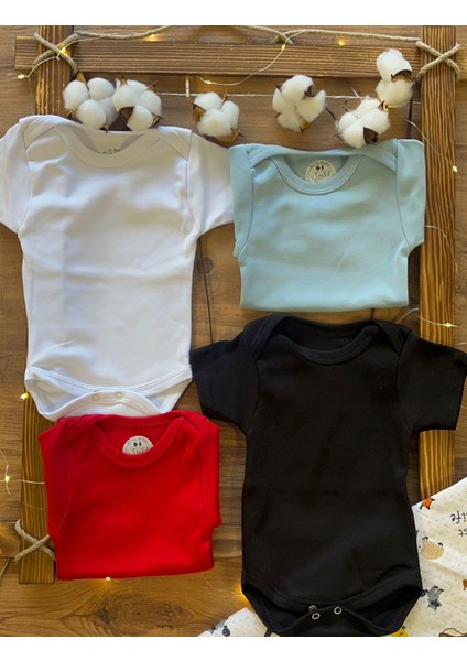 4lü Çıtçıtlı Organik Pamuk Bebek Zıbınları