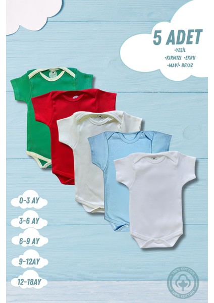 Kısa Kollu 5'li Renkli Organik Pamuk Alttan Çıtçıtlı Bebek Body&zıbın modelleri