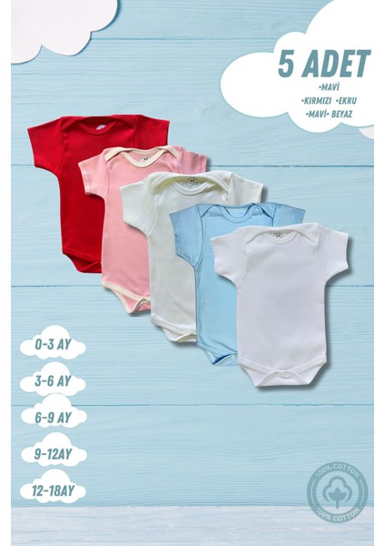 Kısa Kollu 5'li Renkli Organik Pamuk Alttan Çıtçıtlı Bebek Body&zıbın modelleri