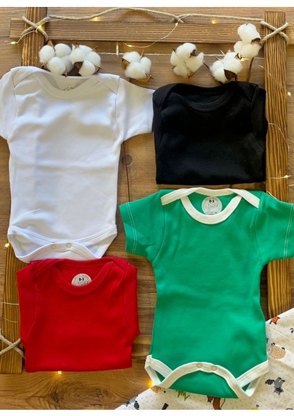 4lü Çıtçıtlı Organik Pamuk Bebek Zıbınları