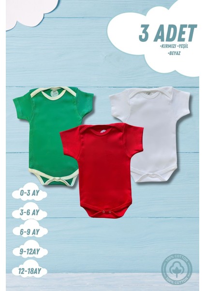 Kısa Kollu 3'lü Organik Pamuk Çıtçıtlı Bebek Body&zıbın