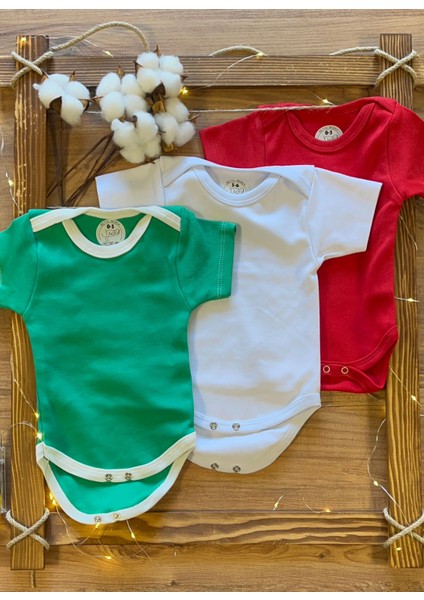 Kısa Kollu 3'lü Organik Pamuk Çıtçıtlı Bebek Body&zıbın
