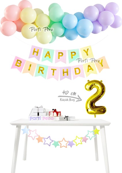 Makaron Balon Zinciri Rakam Folyo Balon Happy Birthday Yazı Doğum Günü Balon Seti