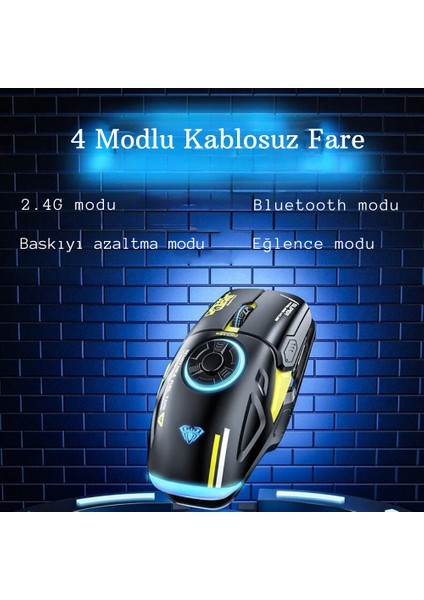 Aula H530 Gaming Mouse Stres Çarkı Oyuncu Mouse Fare Rgb Kablosuz Wireless Matte