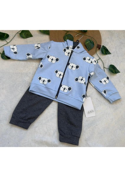 Lion Kids Unisex 12 Ay Panda Baskılı Mevsimlik Ceketli Takım