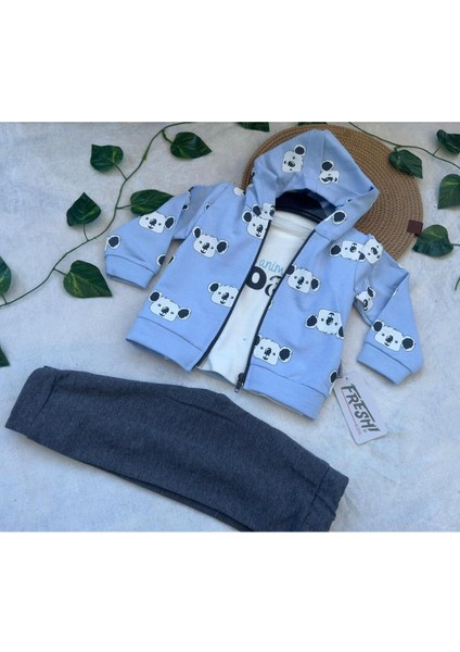 Lion Kids Unisex 9 Ay Panda Baskılı Mevsimlik Ceketli Takım