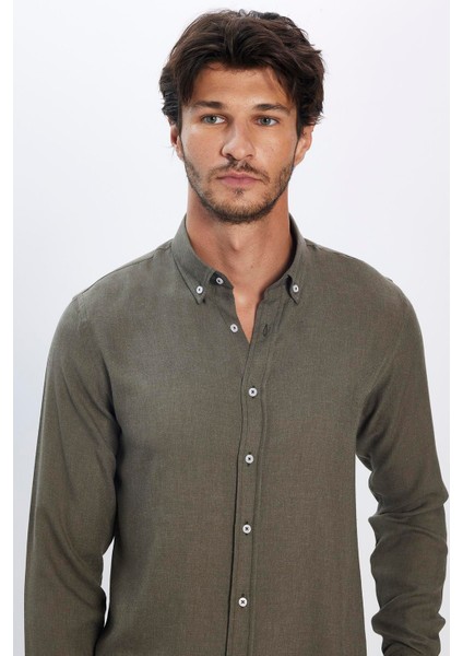 Slim Fit Kışlık Yün Viskon Düz Gömlek modelleri