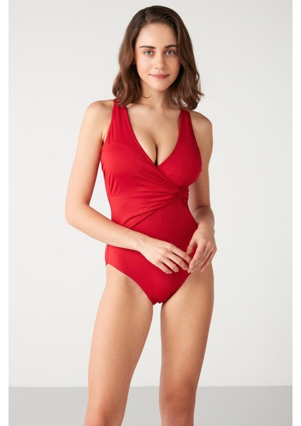 Kadın Vio Düz Renk Kruvaze Toparlayıcı Mayo 1M13Mamy191.099