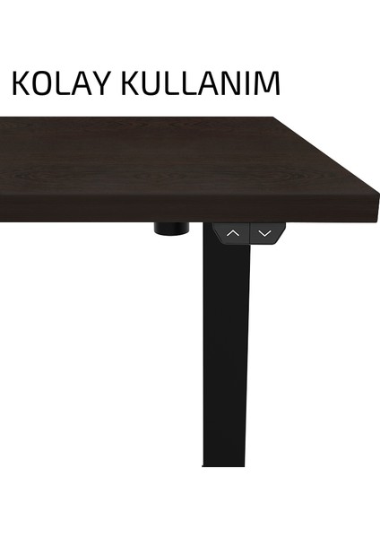 Updo Elektrikli Yükseklik Ayarlı Masa 120x60 - 25mm Antrasit Tabla - Siyah Ayak