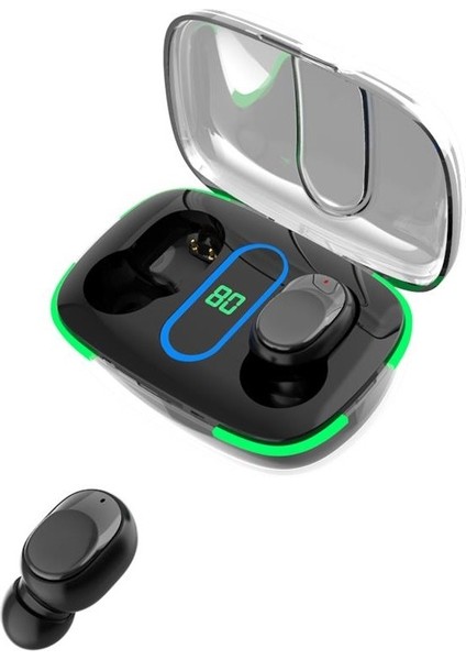 Y90 Şarj Göstergeli Çift Telefon Destekli Bluetooth Kulakiçi Kulaklık Siyah