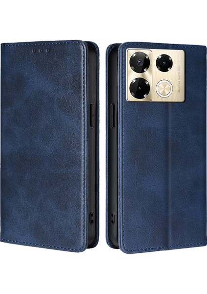 Infinix Note 40 Pro 4g Pu Deri Buzağı Dokusu Telefon Kapağı Gizli Manyetik Adsorpsiyon (Yurt Dışından)