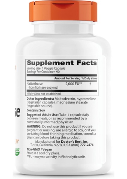 Doctor's Best Nattokinase - 2000 mg 90 Kapsül Usa Menşei 3638 fiyatları